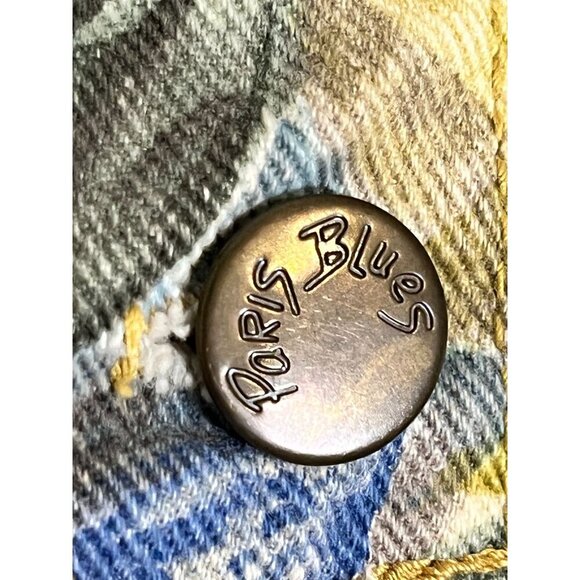 Retro Floral Crop Denim Jacket L Tan Tropical Preppy Chic Cottagecore 80s Artsy - Picture 6 of 11